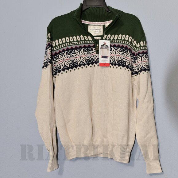 Weatherproof Vintage Men's 1/4 Zip Holiday Sweater Classic Fair - Picture 2 of 7